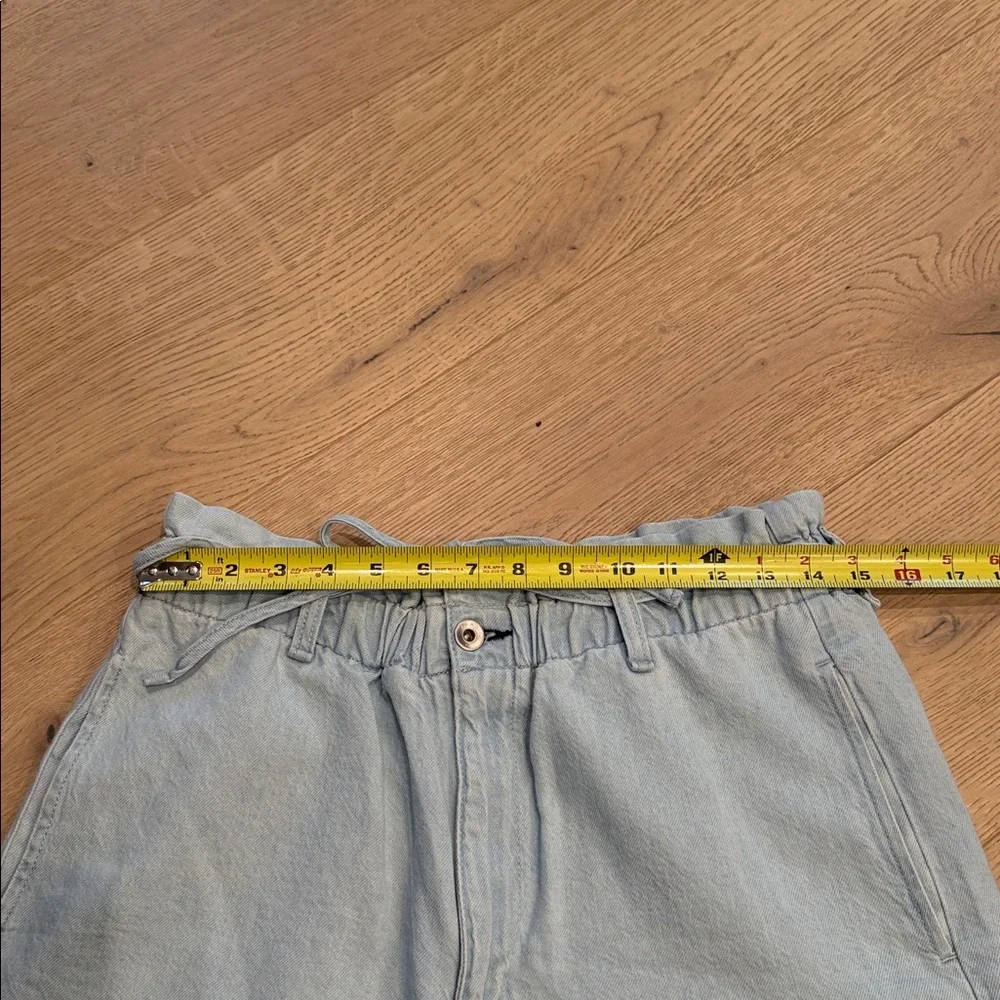 rag & bone Light Indigo Linen Tie Shorts Size 29 Cotton Linen Blend High Rise - Picture 6 of 10